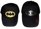 Batman Dark Night Movie Hat Set - Batman Buckle Fitted and Batman Frayed Adj Baseball Cap
