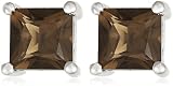 Sterling Silver 6mm Square-Cut Smoky Earrings