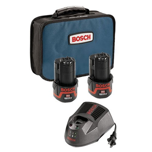 Bosch BAT411-2-C-Bag (2) 10.8V 1.3 Ah Litheon Lithium-Ion Batteries w/ BC430 30-Minute Battery Charger and Small Carrying Bag