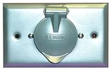 Leviton 4937 Weatherproof Inlet on Flush Mount Wallplate with Aluminum Cover, Straight Blade Receptacle, Gray