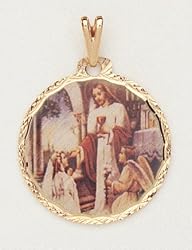 14 kt Gold Layered Medal - First Communion Girl - Hand Made, Ready for Engraving, Individually Boxed