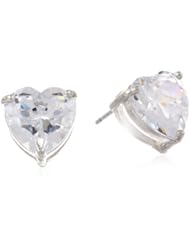 Betsey Johnson "Crystal Rhodium" Crystal Heart Stud Earrings