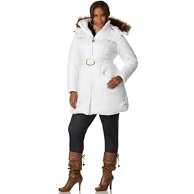 Baby Phat Plus Size Coat, Puffer with Faux Fur Hood