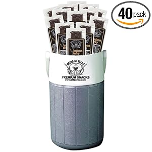 Buffalo Bills Venison Jerky Beverage Jug (filled with 40 individually wrapped 7 strips of... by Buffalo Bills Premium Snacks