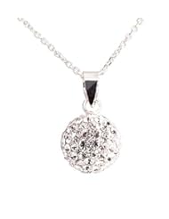 DECORUM JEWELLERY beautiful illuminous 10 mm (Half inch) ball necklace on 45cm (18") rolo chain. Made with solid sterling silver 925 and Swarovski crystals.