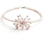 Oi! Ladies N5193  Pink Fresh Water Pearl Flower Choker