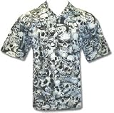 Skulls All Over Biker Shirt, Overdose, Dragonfly