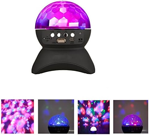 Emontek led bluetooth speaker,bluetooth speaker with lights, LED Crystal Ball Auto Rotating with AUX TF Card MP3 FM for Party KTV Disco DJ for Iphone Ipad Samsung (Black)