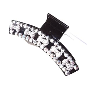 Decorative Hair Claw Clip Jaw One Flashy Rhinestone Hair Clip Silver Bling 3.75