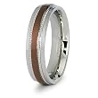 6mm Stainless Steel Ladies' Ring with Espresso Plated Center (Sizes 6-8)