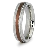 6mm Stainless Steel Ladies' Ring with Espresso Plated Center (Sizes 6-8)