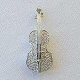Platinum-Plated Swarovski Crystal Violin Design Brooch/Pin