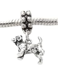 Sterling Silver Beagle Dog Dangle Bead Charm