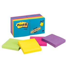 Post-it® Notes, Original Pad, 3 Inches x 3 Inches, Assorted Ultra Colors, Value Pack, 14 Pads per Pack
