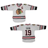 Boys NHL Chicago Blackhawks Toews #19 Hockey Jersey / Sweater with Embroidered Logo & Numbers - White (Size: S/M )