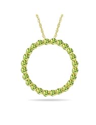 1.00 Ct Peridot Circle Pendant in 10K Yellow Gold