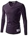 Unisex Slim Fit Casual Tee V-neck Long Sleeve Solid Cotton Tshirts