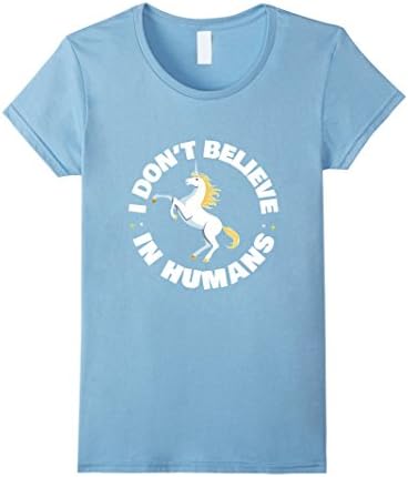 Women's I Don't Believe In Humans Unicorn T Shirt XL Baby Blue