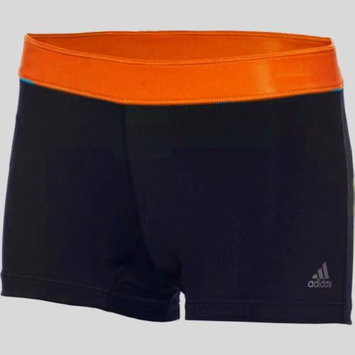 adidas Women's techfit Boy Short (Large, Navy Blue/Bright Gold)