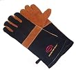 Grill Helper -- "HEAT RESISTANCE" Barbecue Extra Long Suede Leather Gloves, 100 % Cotton Lining