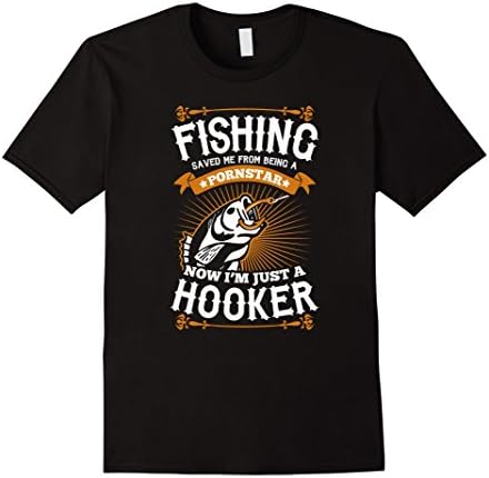 Men's Fishing Saved Me T-Shirt - Fishing Saved Me From Becoming A Pornstar Large Black
