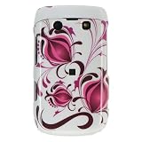 Blackberry 9700 / Onyx Crystal Phone Cover Case White w/ Hot Pink Pomegranate (At&t)