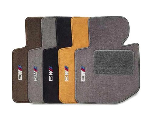 BMW Genuine M Logo Black Floor Mats for E36 - 3 SERIES M3 CONVERTIBLE (1997 - 1999), set of Four On Sale