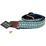 MUSIC FIRST Country style Soft Cotton & Genuine Leather Ukulele Strap Ukulele Shoulder Strap Version 2.0