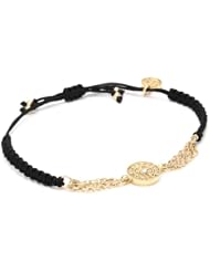 Blee Inara Swarovski Eye Chain and Macrame Adjustable Bracelet Black, 10.5"