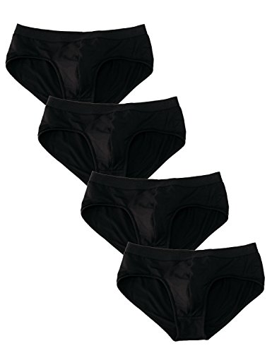 David Archy Men's 4 Pack Low Rise Micro Modal Plus Briefs(M, Black)