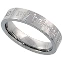Stainless Steel 5 mm (3/16 in.) I am my beloveds and my beloved is mine Comfort Fit Flat Band (Available in Sizes 5 to 9)