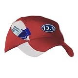 The Ultra Running Pocket Hat Red with White Mesh - 13.1 Half Marathon Blue Patch