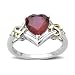 Sterling Silver and 14k Yellow Gold Diamond and Heart-Shaped Created Ruby Ring (0.03cttw, I-J Color, I3 Clarity), Size 7