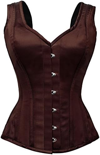 Brown Satin Shoulder Straps Corset