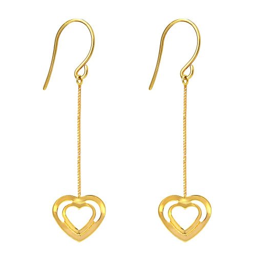 Where to buy 14k Yellow Gold Double Heart Open Dangle Earrings