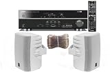 Yamaha RXV367 3D-Ready 5.1-Channel Digital Home Theater Audio/Video Receiver + Set of 2 Yamaha All Weather Indoor / Outdoor 120 watt Wall Mountable Natural Sound 2-way Acoustic Suspension Speakers with Exclusive Dual Tweeters - White & Paintable + 100ft 16 AWG Speaker Wire