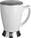 Stoneware Mugs - Trudeau Starmate 16-Ounce Desk Mug with Lid, White Stoneware with Stainless Steel Accents