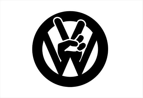 GOStickIT Vw Volkswagen Peace Sign Vinyl Decal 4" x 4" Blue