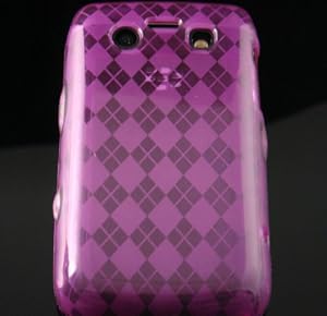 HOT PINK Crystal Gel Skin Check Design for Blackberry Bold 9700 (Onyx)
