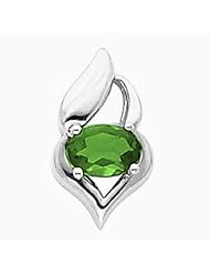 14K White Gold Oval Cut Tsavorite Pendant -- LIFETIME WARRANTY
