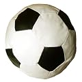 Faux Leather Black & Cream Football Bean Bag with Beans Large 6 cuft