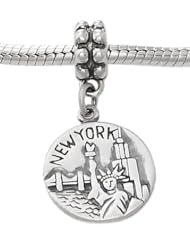 Sterling Silver New York NYC Big Apple Dangle Bead Charm