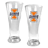 Illinois Fighting Illini 2pc 19oz Pilsner Glass Set NCAA College Athletics