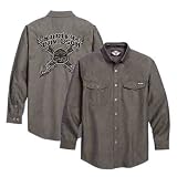 Harley-Davidson� Mens Long Sleeve Chambray Shirt with Skull Graphic-LIMITED EDITION. 100%... by Harley-Davidson�