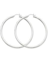14k White Gold 3mm Round Hoop Earrings. Gold Weight- 4.96g 60mm Diameter.