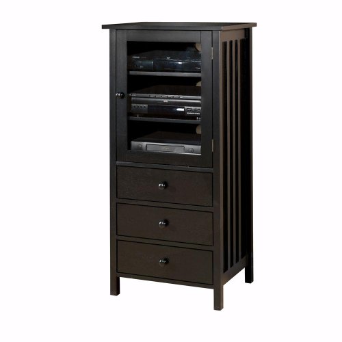 Mission style Media Cabinet, 3-DRAWERS, BLACK