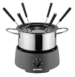 Severin FO 9237 Fondue, chrom-dunkelgrau / 6 Fonduegabeln / 800 W
