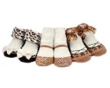 Baby Emporio - 3 Pairs of Brown Mary Jane Baby Girl Party Socks 0-6 months - Organza Gift Pouches