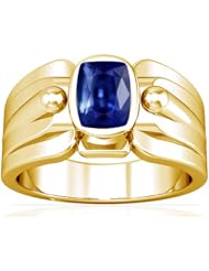 14K Yellow Gold Cushion Cut Blue Sapphire Solitaire Ring (GIA Certificate)