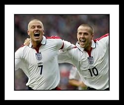 David Beckham and Michael Owens England National Team Framed 8x10 Photograph Goal Celebration